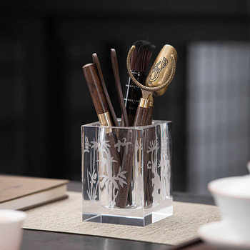 Crystal tea ceremony six gentlemen ebony set tea clip tea knife maintenance pot pen desk pen holder storage tea set accessories