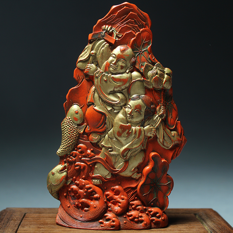 Old Tibetan vermilion old ink ingot 