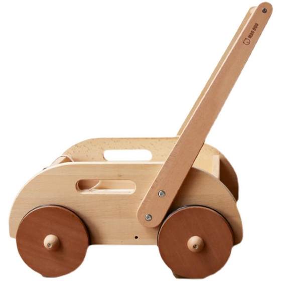 宝宝婴幼儿学步推车实木手推助步木质车子小孩儿童多功能周岁礼MD