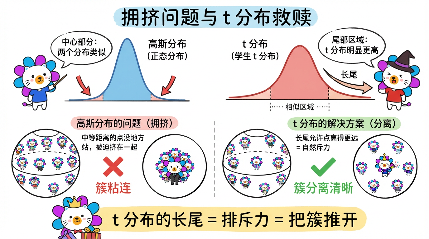 拥挤问题与 t 分布