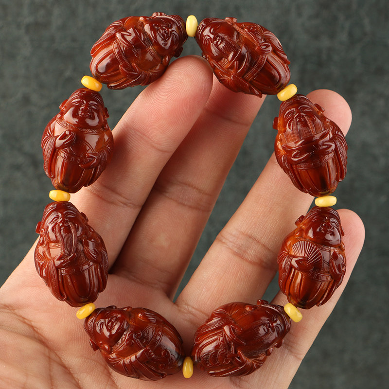 1 9x2 8cm Yuhua Old string (chaise god) shall be immoralized with a work of olive nuclear sculpted three-flower oil nuclear men's hand strings