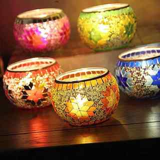 European color mosaic glass candlestick cup christmas candlestick romantic candlelight dinner decoration decoration color selection