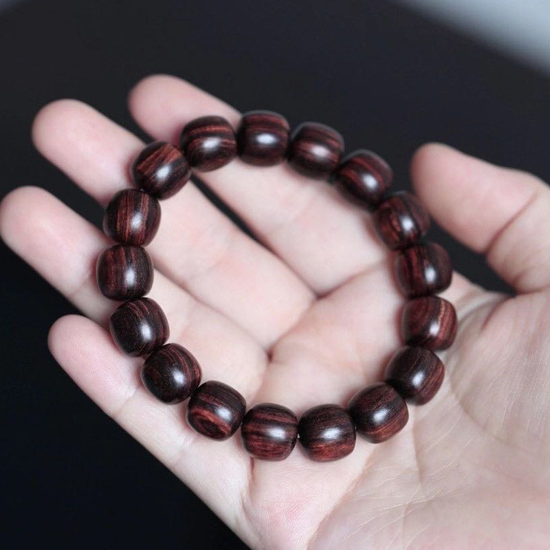 Hainan Huanghua pear purple oil pear 11x12mm fragrant yellow sandalwood play old beads hand string