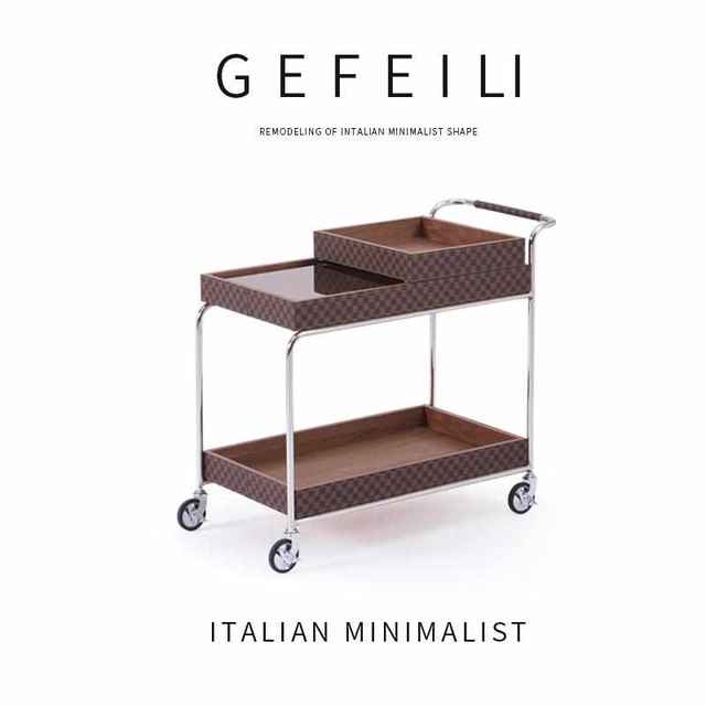 Gefeili's medieval style movable cart with wheels creative sofa side living room home retro storage tea table