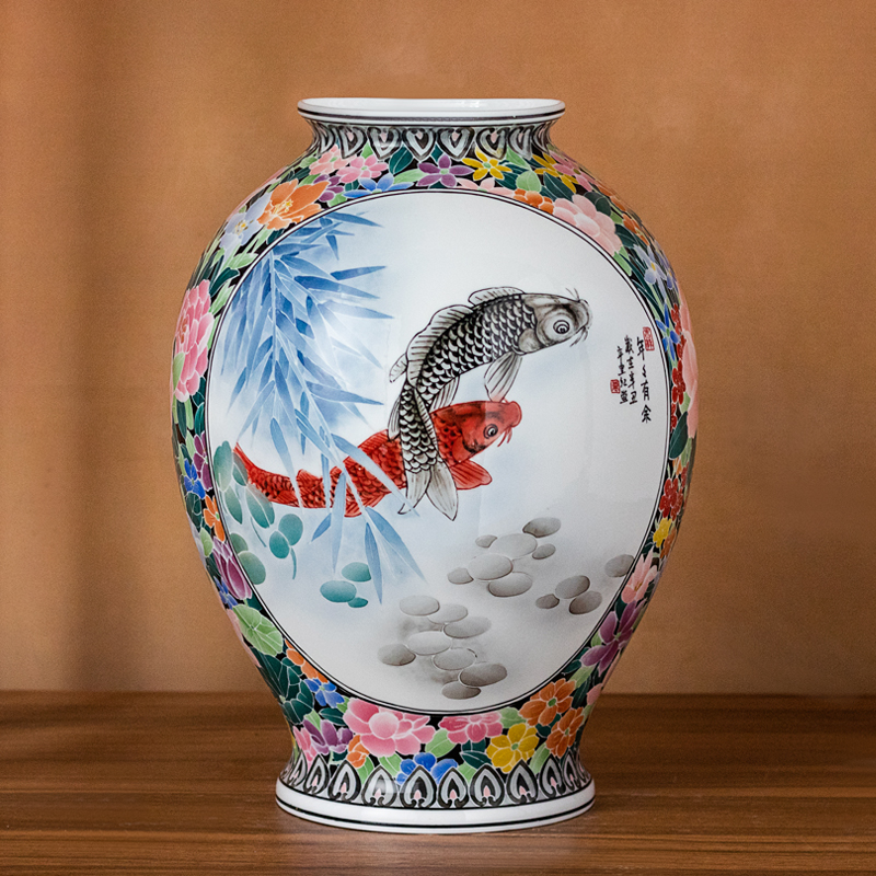 Original Master Hand-painted Vase Subbo Ancient Frame Pendulum with gift decoration Book room Living room Flower Inserts Porcelain bottle Wanli Red