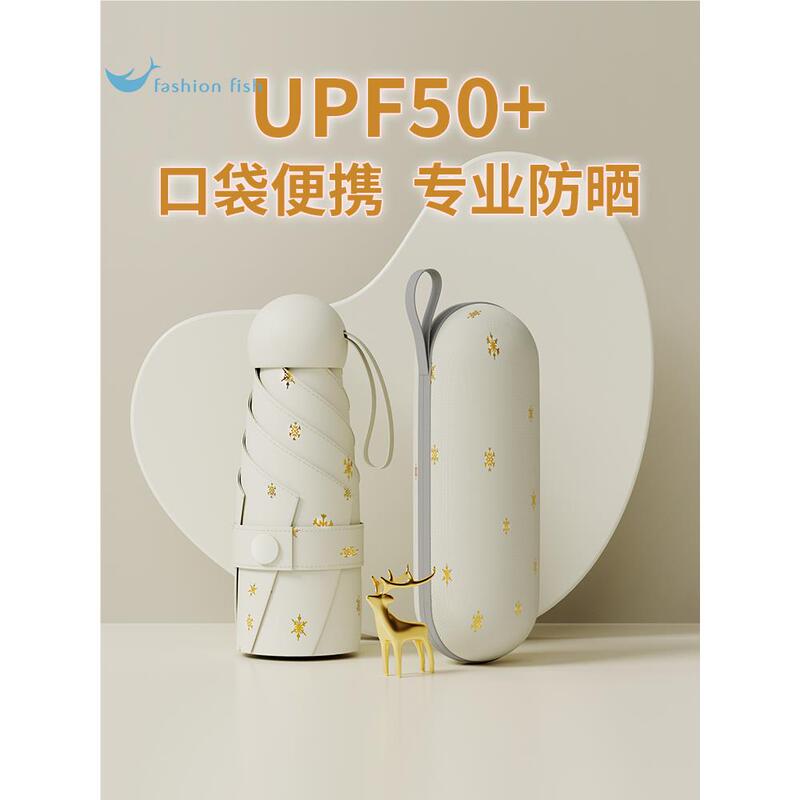 Sun Umbrella with Uv Protection, Dual-Use for Sun and Rain, Ultra-Small, Lightweight, Portable Capsule Design for Women