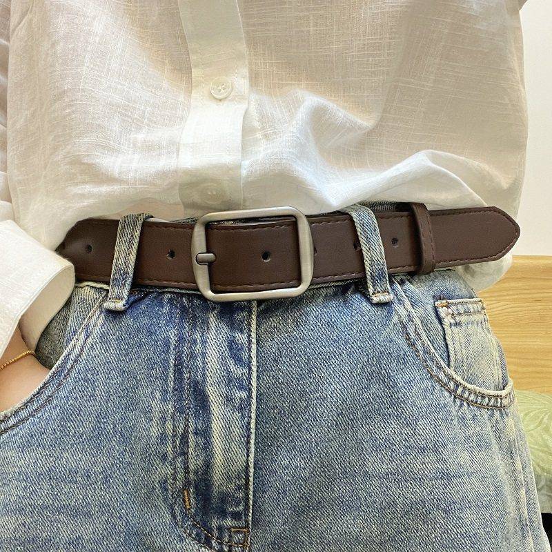 Chinese Valentine's Day Gift for Boyfriend: Vintage Distressed Buckle Versatile Jeans Belt, Student Versatile Decorative Pu Belt