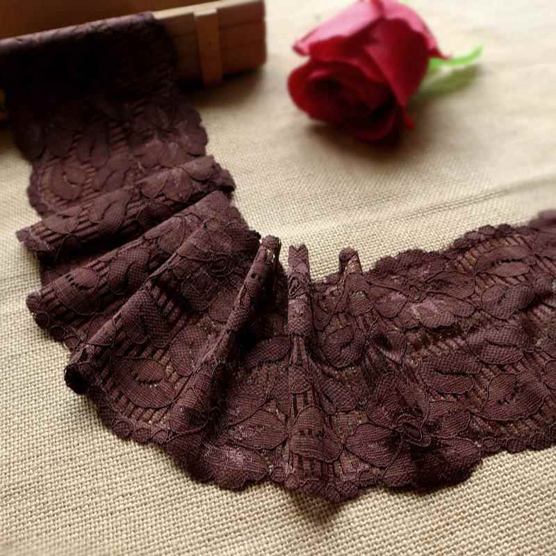 Centimeter Wide Deep Coffee Brown Stretchy Embroidered Lace Trim Accessories for Clothing and Skirt Decoration