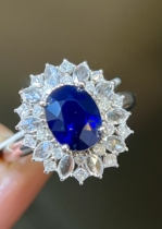 GUILD]2 06ct natural unfired royal blue sapphire dual-use model 18K gold with diamonds