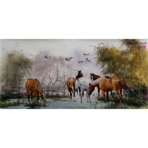Korean Painting Auction Living Room Hanging Painting Video Viewing 1 9m Yin Min Horse by the Lake David Gallery
