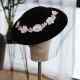 M005 French Hepburn black top hat, versatile and elegant, mesh-covered wedding photography, fashionable British style hat