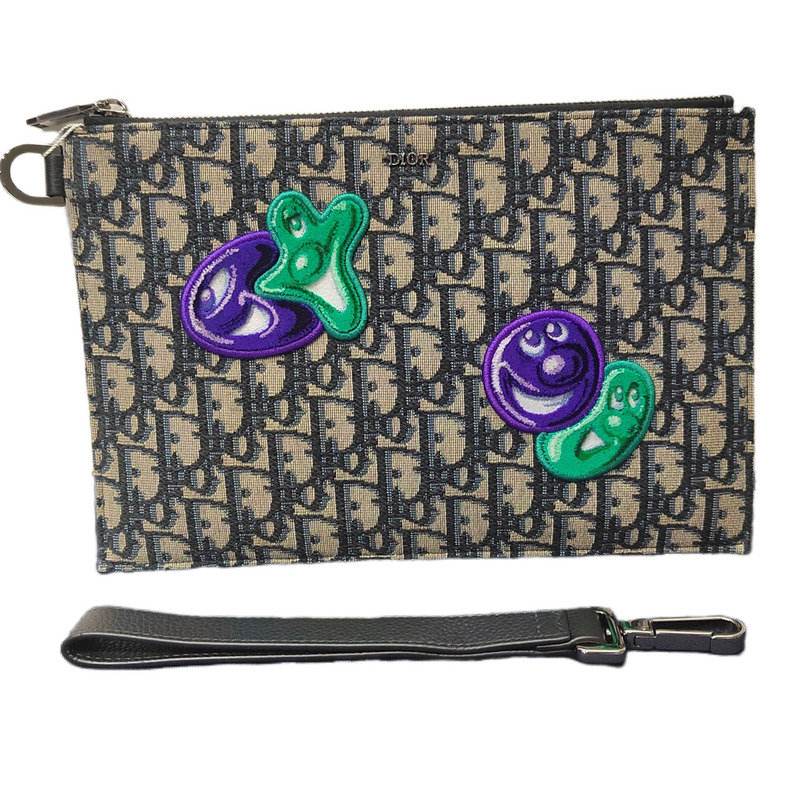 99% New and Unused Dior Classic Monogram Logo Clutch Bag, Unisex Luxury Genuine Fashion Accessory