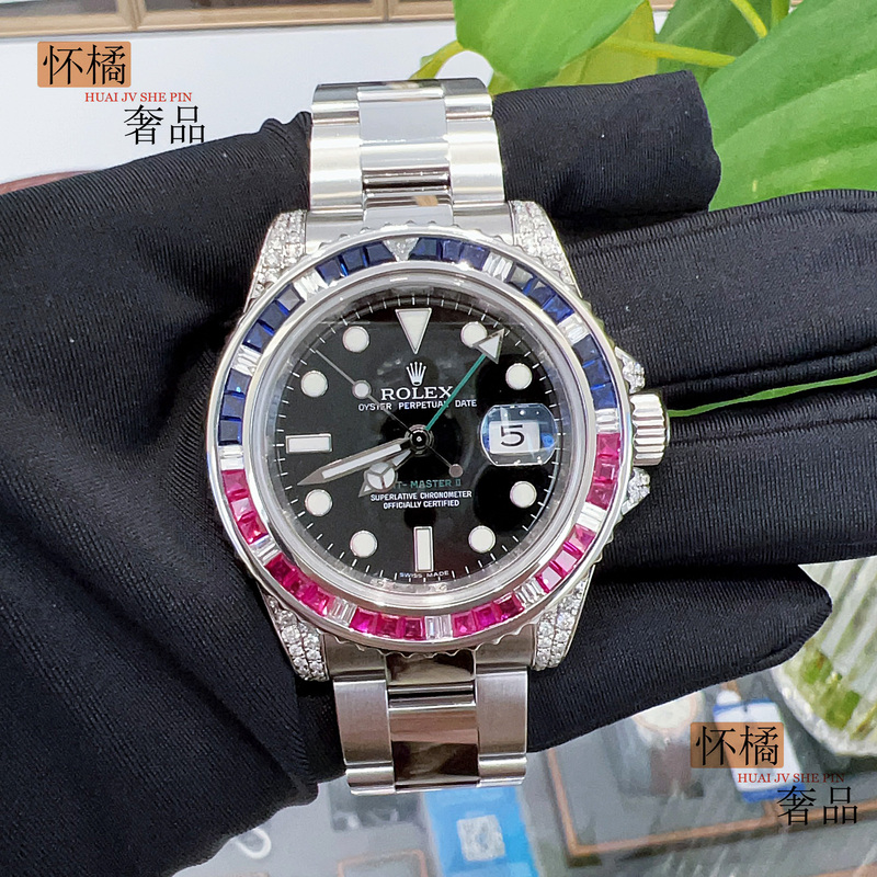 Rainbow Bezel [9.8 New] Rolex Gmt-Master 116710 Automatic Mechanical Watch with Diamond-Encrusted Bezel for Men