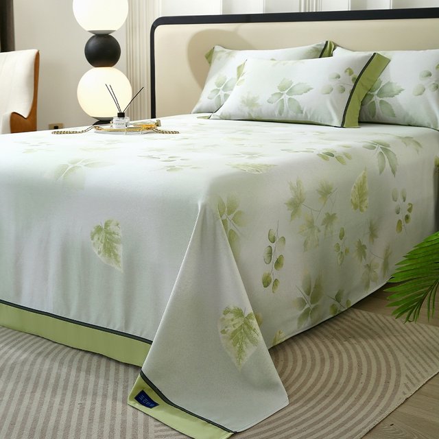 Jade fiber ice silk mat three-piece set summer cool silk bed sheet household double air conditioning mat machine washable soft mat