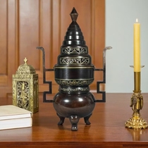 Antique bronzeware home decoration new Chinese style ornaments collection copper handicrafts intangible cultural heritage gifts Ruyi double-ear smoker