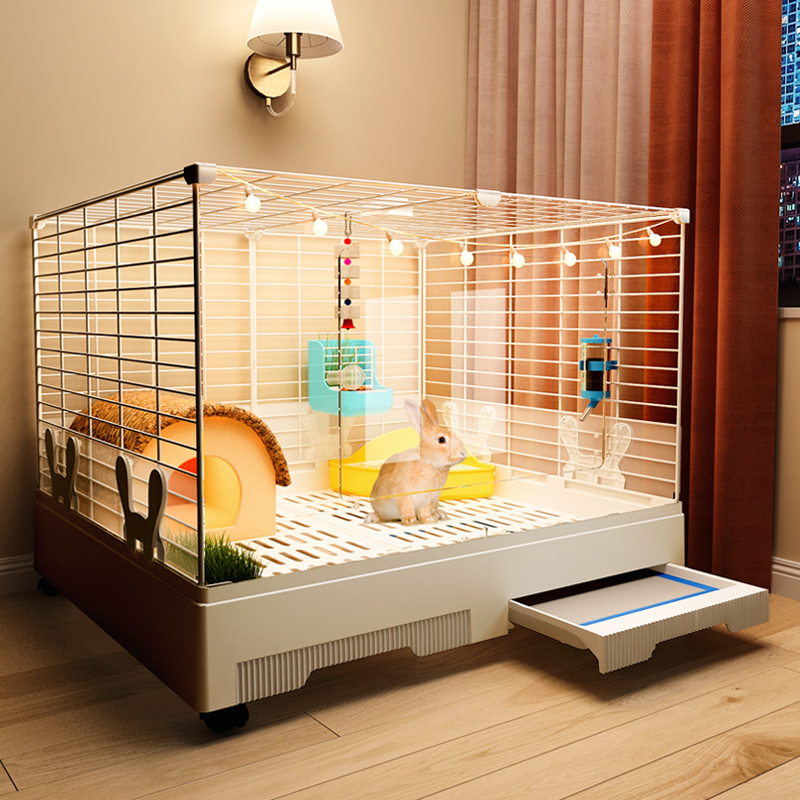 Rabbit Cage for Autumn and Winter, Large Home-Style Villa with Ample Space, Anti-Urine Spray, Suitable for Raising Guinea Pigs in Winter