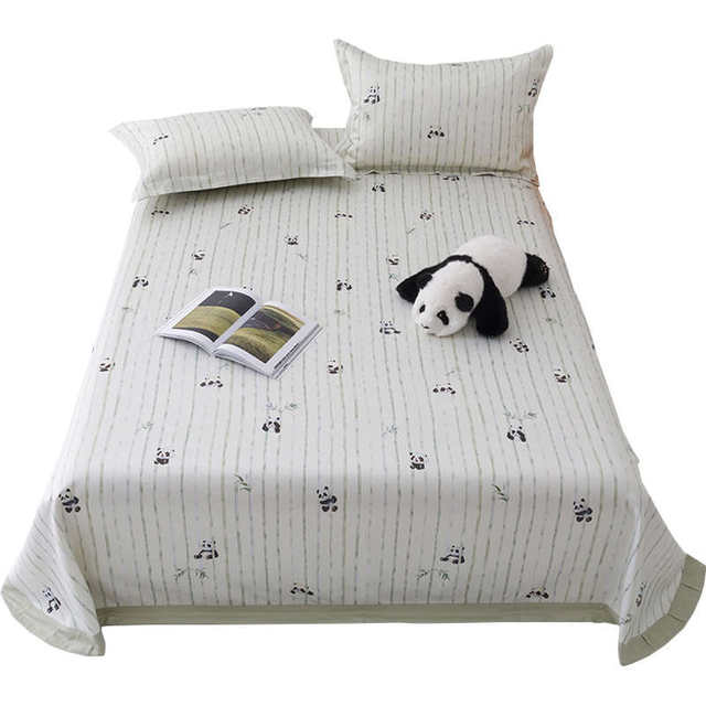 Summer Tianshi Bamboo Fiber Cool Mat Three-piece Set Ice Silk Bed Sheet Cute Panda Air Conditioning Seat Washable Soft Mat