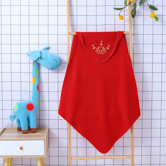 Baby Discharged Red Cloth Newborn Baby Delivery Room Wrap Newborn Blanket Festive Wrap Pure Cotton Wrap Single Red Autumn and Winter