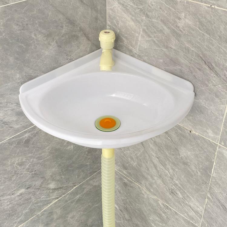 Plastic Wall-Mounted Washbasin, Corner Wall-Hanging Triangular Small-Sized Mini Balcony Fan-Shaped Basin for Home Use