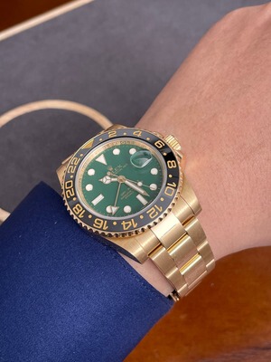 Green Gambling Table Green 9.8 New Rolex Gmt Watch 18K Gold Automatic Mechanical Men's Watch 116718