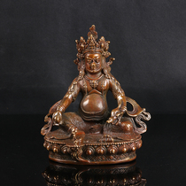About 14cm high antique collection Huang Wealth God Buddha statue old gilt bronze statue ornamental bronze statue N172