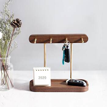 Black walnut entrance key storage ornament storage rack creative living room entrance door debris desktop storage box