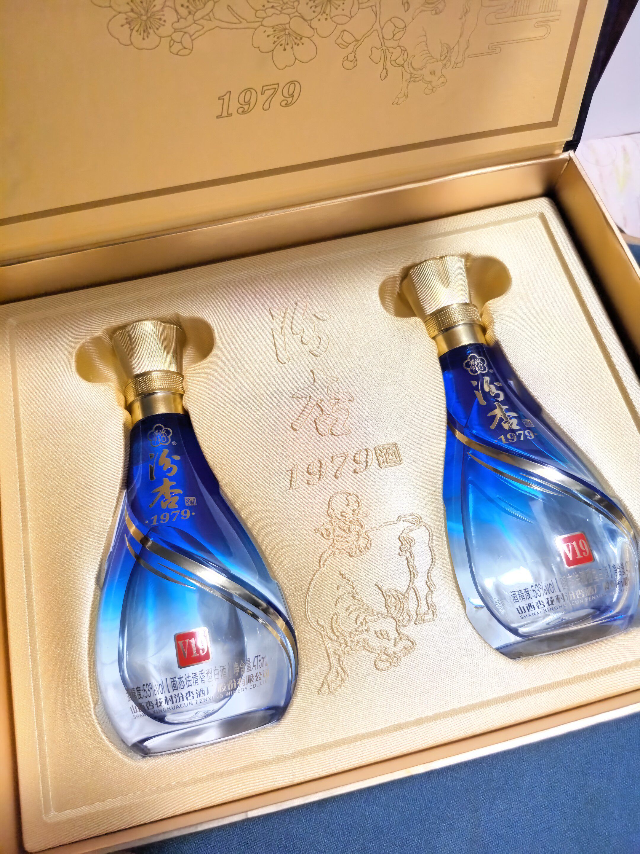 杏花村汾杏V19清香型53度纯粮食白酒475ml*6瓶整箱正品送礼送长辈评价