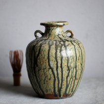 Japanese period object Seto-yaki hand-twisted flowers placed in a vase ikebana ware