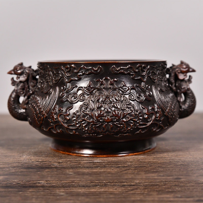 Pure copper red copper incense stove dedicated to home new Chinese pendulum collection Bronze Ware Master's Ear Furnace-Taobao