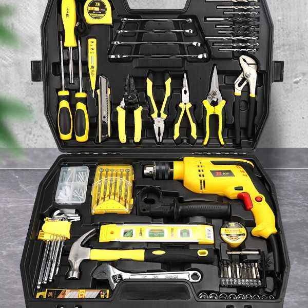 Persian Multi-functional hardware tool box set for home use Woodworking and electrician maintenance tool set with impact drill