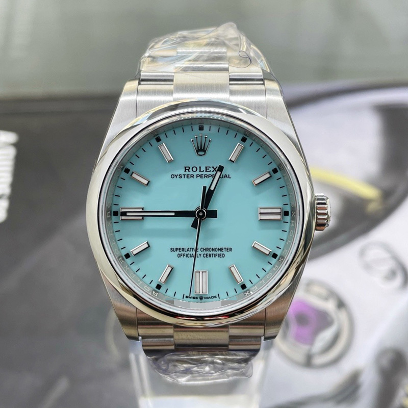 Unused 99% New Rolex Women's Watch Oyster Perpetual 126000 Tiffany Blue Automatic Mechanical Watch for Women Genuine