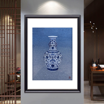 Fine Suzhou embroidery pure hand embroidery Blue and White Porcelain New Chinese style living room study hanging painting collection gift