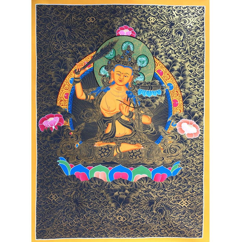 Pure hand painted Tang Cavench Buddha Gao 50cm Good epiphany in Nepal Donka Art Painter TS76