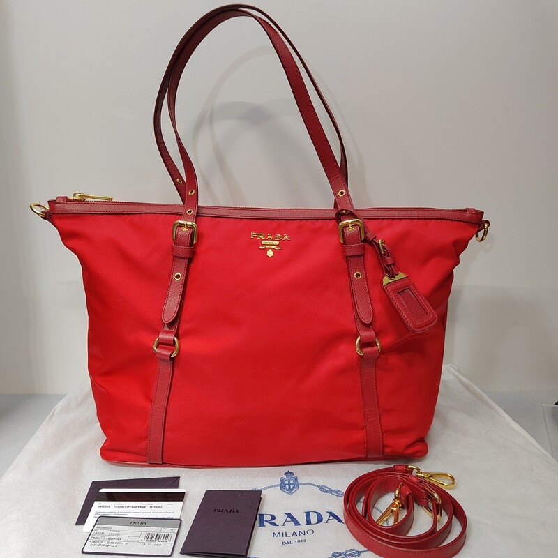 99% New Prada Classic Red Letter Logo Shoulder Bag Crossbody Bag Luxury Genuine Women's Bag