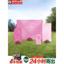 Wedding layout decorative background wall KT board Internet celebrity niche wedding pink wedding banquet custom high-end atmospheric KT board