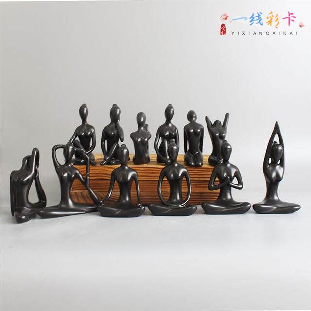 White porcelain figures simple decoration girl abstract modern yoga ceramic ornaments Kung Fu Yoga creative crafts