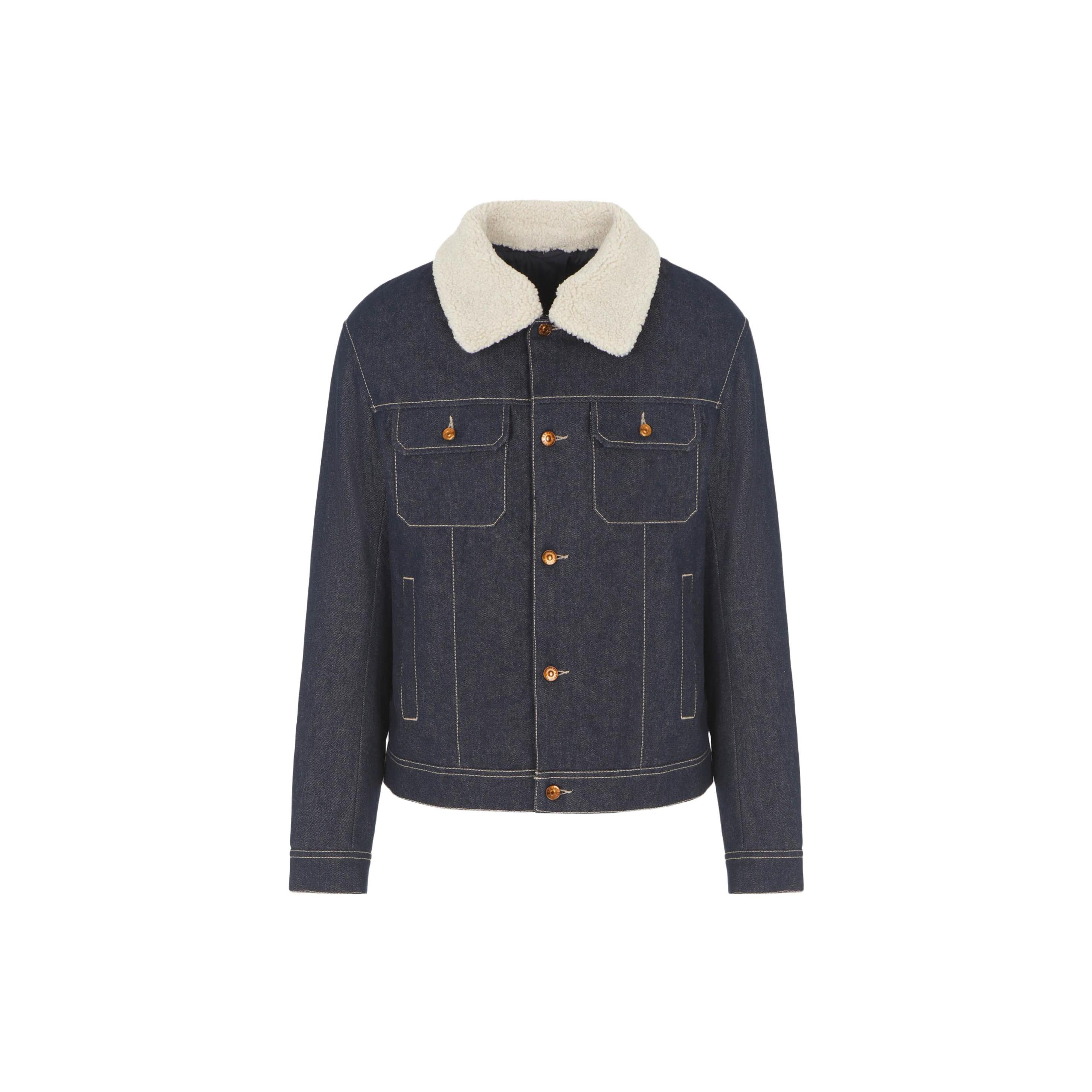 ARMANI EXCHANGE阿玛尼 Logo标志单排扣可拆卸绒面翻领棉服 男款