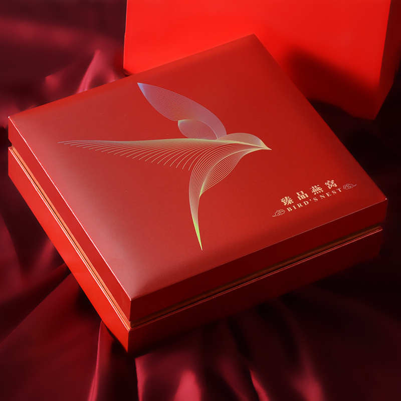 Red Bird's Nest Gift Box 100g Square Acrylic Traceability Code Bird's Nest Packaging Box Half a Pound Bird's Nest Empty Box