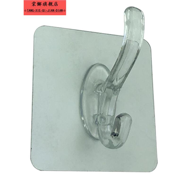 Large Fully Transparent Hook, Heavy-Duty Crystal Coat Hook, Double Hook for Door, Strong Adhesive, Waterproof Plastic Hook for Bathroom