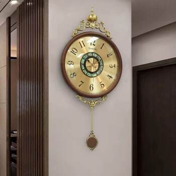 Fashionable metal wall clock living room entrance home wall-mounted silent clock modern simple creative atmospheric wall-mounted