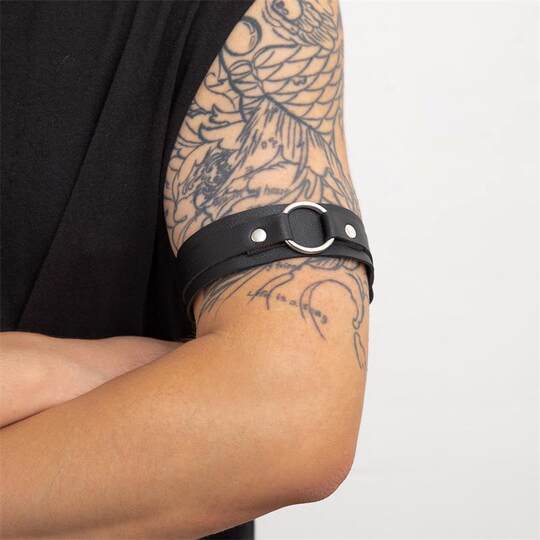 Punk leather armband men's shirt sleeve cuff sports raw leather armband arm strap arm decoration armband