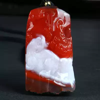 49 85 grams Baoshan material] Fortune double carved red White Jianan red agate pendant pendant