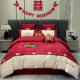 Sweet Korean wedding cotton bedding four-piece set wedding red women's dowry sheets bedding covers eight-piece set