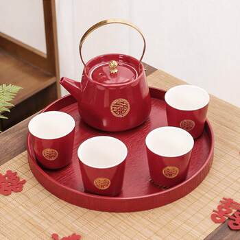 Wedding tea sets, household wedding cups, wedding teapots, newlyweds, newlyweds, wedding teacups, dowry gifts