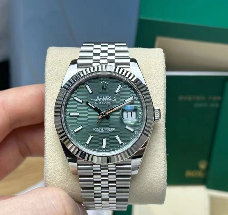 [99% New] Rolex Datejust Series 126334-0030 Mechanical 41mm Mint Green Water Ripple