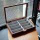 Glasses storage box Sunglasses sunglasses multi-grid display rack high-end wood grain dustproof portable eye display rack