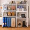 White lower hollow hole board shelf three-story balcony home storage rack basement luggage trolley box storage m1