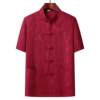 High-end Tang suit men's cotton and linen sleeve suits, elderly men's suits, two-summer mid-piece suits, Tai Chi suits, dad's suits, short Chinese style