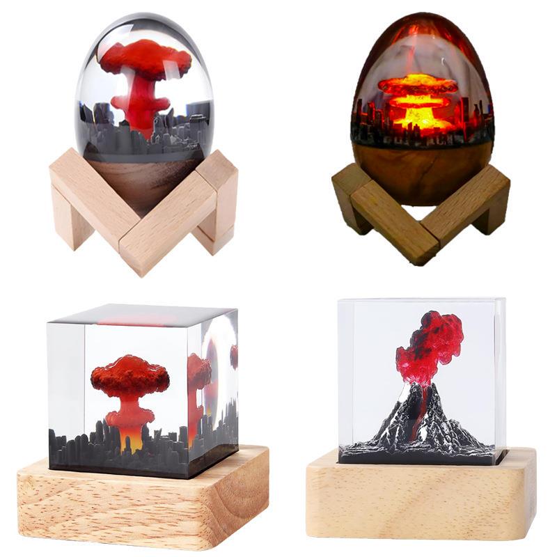 Hiroshima Love Egg-Shaped Nuclear Explosion Mushroom Cloud Night Light Creative Office Desktop Decoration Resin Crafts Gift