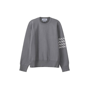 男款 THOM 棉质四条纹休闲圆领针织衫 FW22 灰色 BROWNE